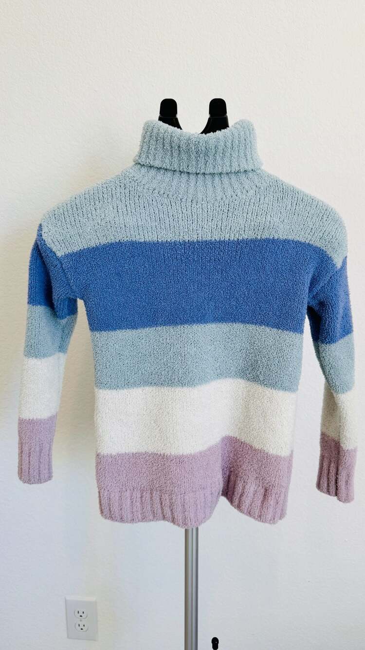 Pink Republic Turtleneck Sweater Size M (10/12) Striped Fuzzy